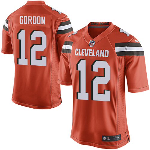 Men's Game Josh Gordon Nike Jersey Orange Alternate - #12 NFL Cleveland Browns